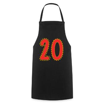 20. 20 YEARS. 20th ANNIVERSARY. 20 YEARS ANNIVERSARY. - Cooking Apron - black - Front - AI Model Male 185 dark (185cm)
