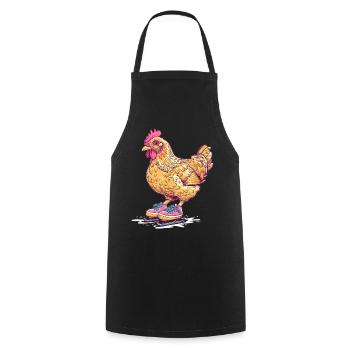 Poulet sur patins dessin animé - Tablier de cuisine - noir - Devant - AI Model Male 185 dark (185cm)