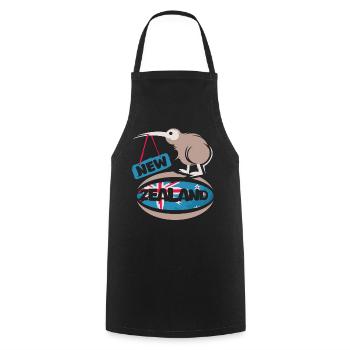 New Zealand kiwi rugby comic cartoon sport icon - Cooking Apron - black - Front - AI Model Male 185 dark (185cm)