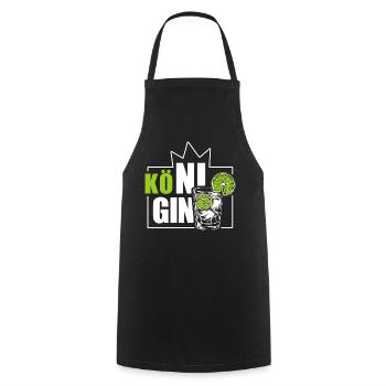 Kö-ni-Gin - die Gin Königin - Wortspiel - Kochschürze - Schwarz - Vorne - AI Model Male 185 dark (185cm)