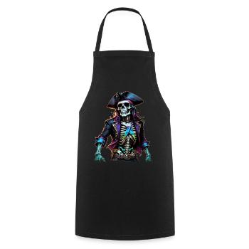 Pirate Skeleton Illustration - Cooking Apron - black - Front - AI Model Male 185 dark (185cm)