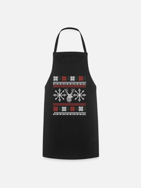 Retro Weihnachtsmuster - Kochschürze - Schwarz