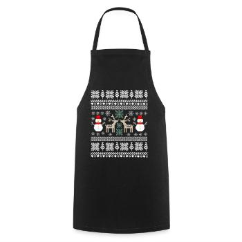 Rétro Noël Pixel - Tablier de cuisine - noir - Devant - AI Model Male 185 dark (185cm)