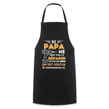Papa meilleur réparateur bricoleur - Tablier de cuisine - noir - Devant - AI Model Male 185 dark (185cm)