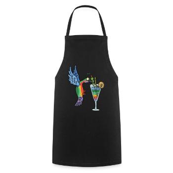 Colibri et cocktail - Tablier de cuisine - noir - Devant - AI Model Male 185 dark (185cm)