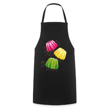 Colourful dishes of the gods dessert motif with retro charm - Cooking Apron - black - Front - AI Model Male 185 dark (185cm)