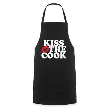 Embrasser le cuisinier - kochen - Spruch - Tablier de cuisine - noir - Devant - AI Model Male 185 dark (185cm)