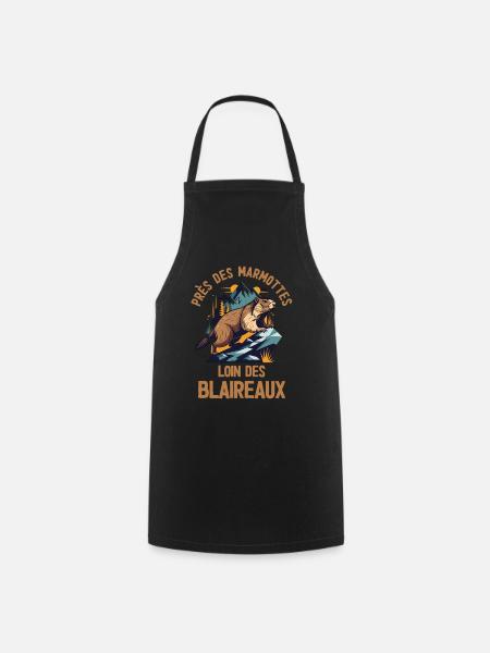 Humour marmotte - Tablier de cuisine - noir