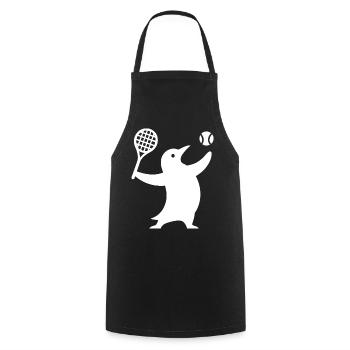 Schlichte Pinguin Silhouette Tennis Spieler Sport - Kochschürze - Schwarz - Vorne - AI Model Male 185 dark (185cm)