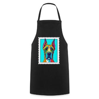Colorful dog in pop art style - Cooking Apron - black - Front - AI Model Male 185 dark (185cm)