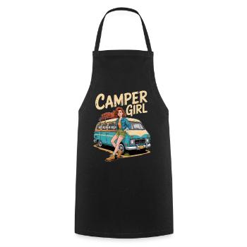 Camper Girl Voyage Vintage - Tablier de cuisine - noir - Devant - AI Model Male 185 dark (185cm)
