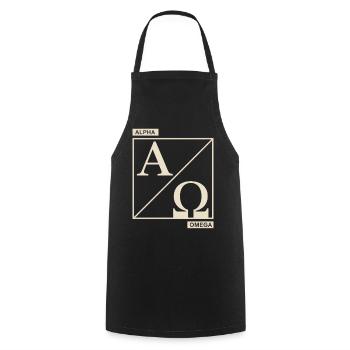 Symbole chrétien Alpha Omega de la foi - Tablier de cuisine - noir - Devant - AI Model Male 185 dark (185cm)
