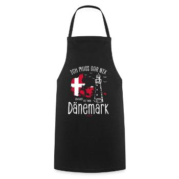 Ich muss nur nach Dänemark Spruch Flagge - Kochschürze - Schwarz - Vorne - AI Model Male 185 dark (185cm)