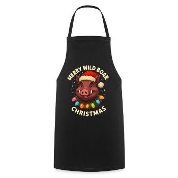 Wild Boar Christmas Hunter Gift Hunting - Cooking Apron - black - Front - AI Model Male 185 dark (185cm)