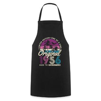 70e anniversaire 1956 Vintage Born Retro - Tablier de cuisine - noir - Devant - AI Model Male 185 dark (185cm)