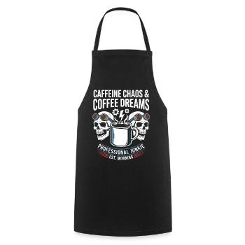 Coffee Mayhem Skulls Morning Junkie Design - Cooking Apron - black - Front - AI Model Male 185 dark (185cm)