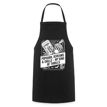 Popcorn Screams My Kind of Thrills - Cooking Apron - black - Front - AI Model Male 185 dark (185cm)
