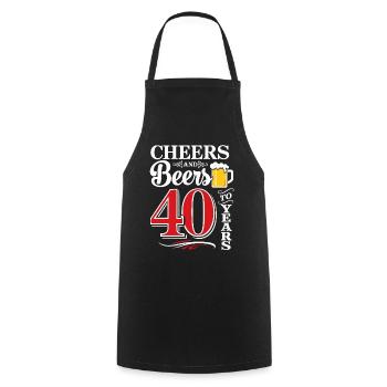 Cheers and Beers to 40 Years – Geburtstag Spruch - Kochschürze - Schwarz - Vorne - AI Model Male 185 dark (185cm)
