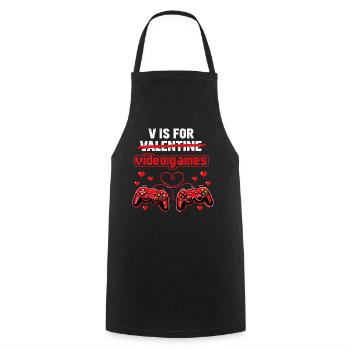 Amour des Jeux Vidéo - Gaming Heart Retro - Tablier de cuisine - noir - Devant - AI Model Male 185 dark (185cm)