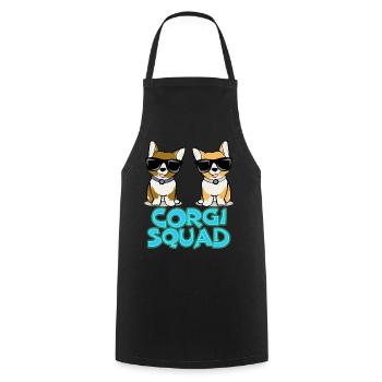 Corgi Squad – Cadeau pour les amoureux des chiens - Tablier de cuisine - noir - Devant - AI Model Male 185 dark (185cm)