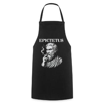 Epictetus smoking cigarette portrait design - Cooking Apron - black - Front - AI Model Male 185 dark (185cm)