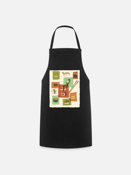 Sushi Mid-Century Pop Art - Kochschürze - Schwarz