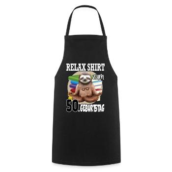 Relax Faultier Geburtstag 50 Jahre Sloth Lustig - Kochschürze - Schwarz - Vorne - AI Model Male 185 dark (185cm)