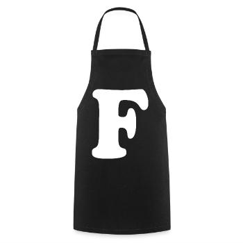 Grande impression en F | Lettre F | F Logo - Tablier de cuisine - noir - Devant - AI Model Male 185 dark (185cm)