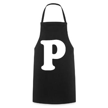 Large P Style Print | Letter P | P Logo - Cooking Apron - black - Front - AI Model Male 185 dark (185cm)