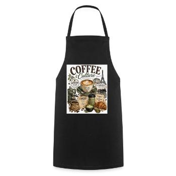 Kaffeekultur Paris Café Collage - Kochschürze - Schwarz - Vorne - AI Model Male 185 dark (185cm)