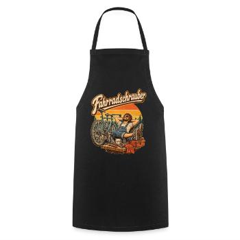 Fahrradschrauber Retro-Print - Kochschürze - Schwarz - Vorne - AI Model Male 185 dark (185cm)