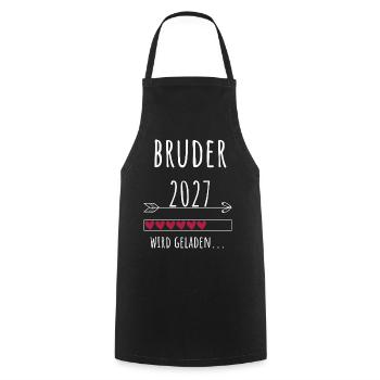 Schwangerschaft Verkünden – Bruder 2027 - Kochschürze - Schwarz - Vorne - AI Model Male 185 dark (185cm)