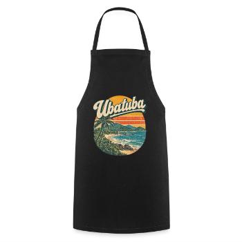 Ubatuba Retro Strandsonne Surfen - Kochschürze - Schwarz - Vorne - AI Model Male 185 dark (185cm)