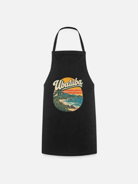 Ubatuba Retro Strandsonne Surfen - Kochschürze - Schwarz