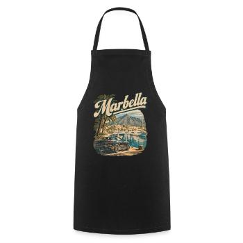 Marbella Puerto Banus Hafen - Kochschürze - Schwarz - Vorne - AI Model Male 185 dark (185cm)