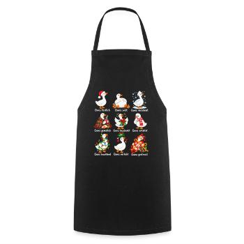 Weihnachtsgänse mit Gans-Wortspiel - Kochschürze - Schwarz - Vorne - AI Model Male 185 dark (185cm)