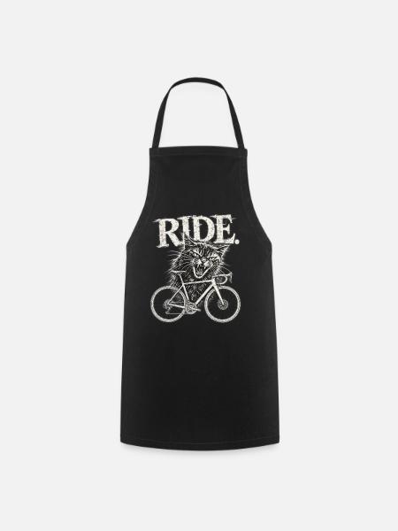 Wütende Katze auf Rennrad  - Kochschürze - Schwarz
