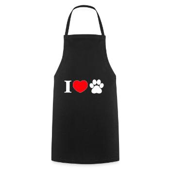 "I love" with paw print - Cooking Apron - black - Front - AI Model Male 185 dark (185cm)