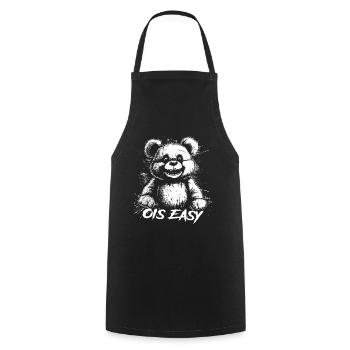 Retro Bär "Ois Easy" - Kochschürze - Schwarz - Vorne - AI Model Male 185 dark (185cm)