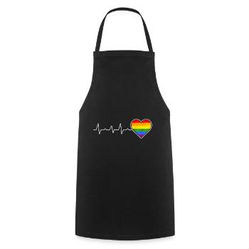 Regenbogen Herz LGBTQ Lesbisch Schwul Stolz - Kochschürze - Schwarz - Vorne - AI Model Male 185 dark (185cm)