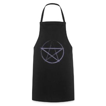 Croquis du Pentagramme violet - Tablier de cuisine - noir - Devant - AI Model Male 185 dark (185cm)