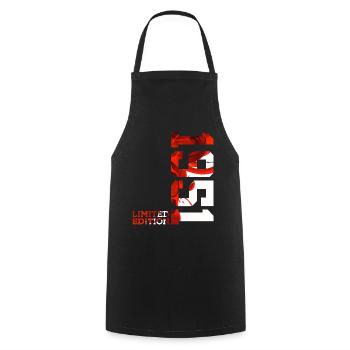 75TH BIRTHDAY 75TH ANNIVERSARY LIMITED EDITION 1951 - Cooking Apron - black - Front - AI Model Male 185 dark (185cm)