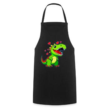 Cute cartoon dinosaur with hearts - Cooking Apron - black - Front - AI Model Male 185 dark (185cm)