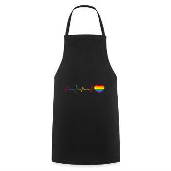 Bunte LGBTQ Flagge Herz Lesbisch Homosexuell - Kochschürze - Schwarz - Vorne - AI Model Male 185 dark (185cm)