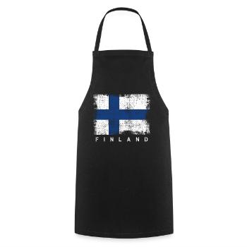 Finnish flag - Cooking Apron - black - Front - AI Model Male 185 dark (185cm)