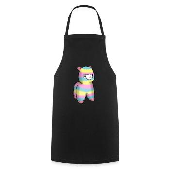 Regenbogen Alpaka Llama Kuscheltier Lama - Kochschürze - Schwarz - Vorne - AI Model Male 185 dark (185cm)