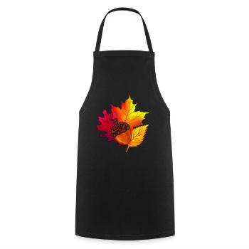 Fall foliage leaves forest acorn - Cooking Apron - black - Front - AI Model Male 185 dark (185cm)
