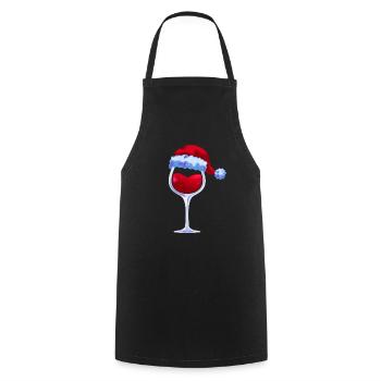 Vin verre à vin père noël chapeau de noël - Tablier de cuisine - noir - Devant - AI Model Male 185 dark (185cm)