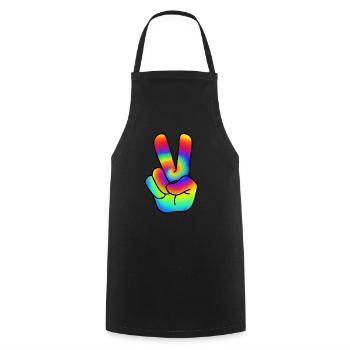 Hippie Peace Victorie sign peace sign - Cooking Apron - black - Front - AI Model Male 185 dark (185cm)