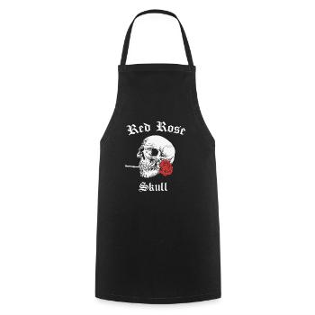 Skull skull red rose skeleton - Cooking Apron - black - Front - AI Model Male 185 dark (185cm)